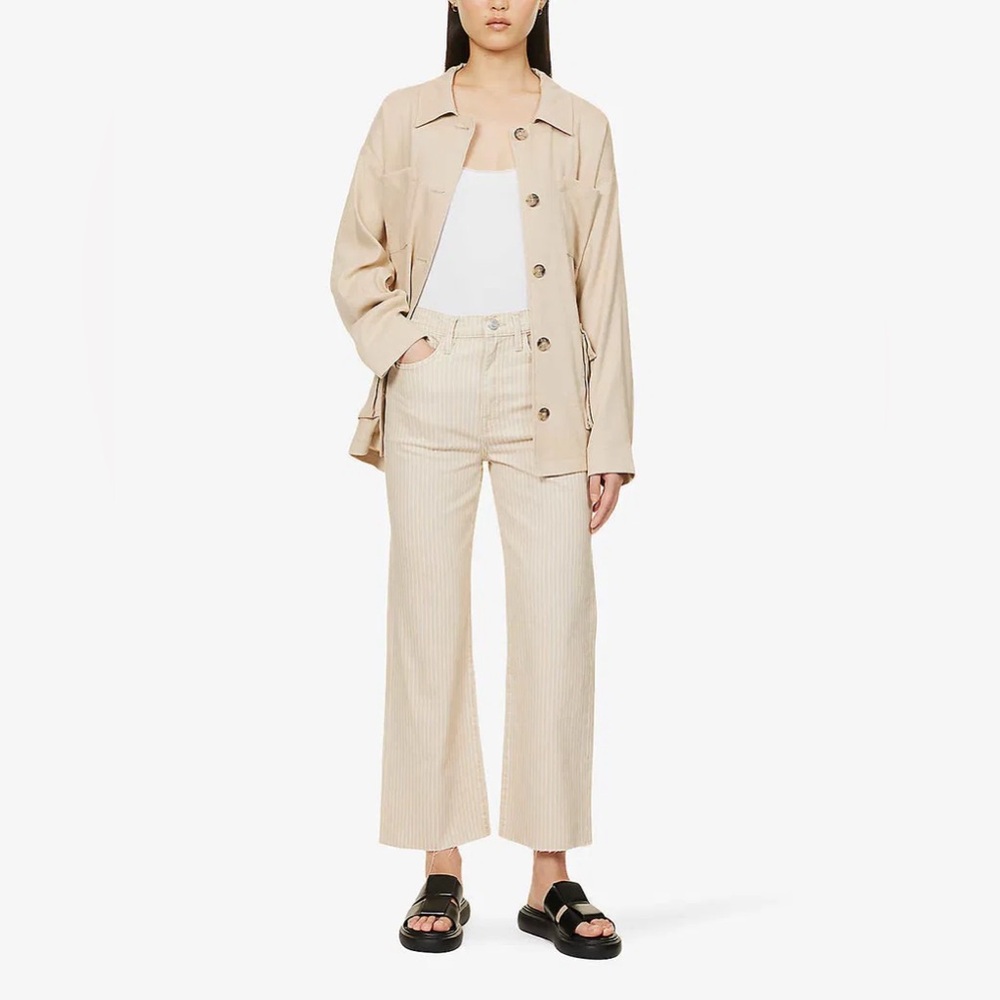 Frame Le Jane Crop Striped Straight Leg High Rise Sand 26